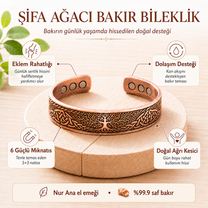 Nur Ana Şifa Ağacı Bakır Bileklik
